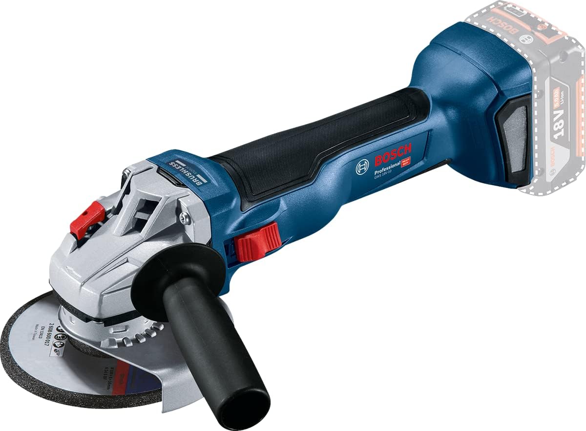 Bosch Professional Bosch GWS 18V-10 Heavy Duty Cordless Angle Grinder (Solo Tool), Brushless Motor, 125 mm, M14, 9,000 rpm, 2.1 Kg (18V Batteries