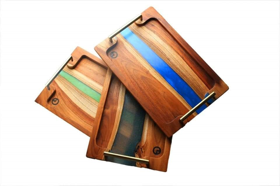  Wood Serving Tray with Handles