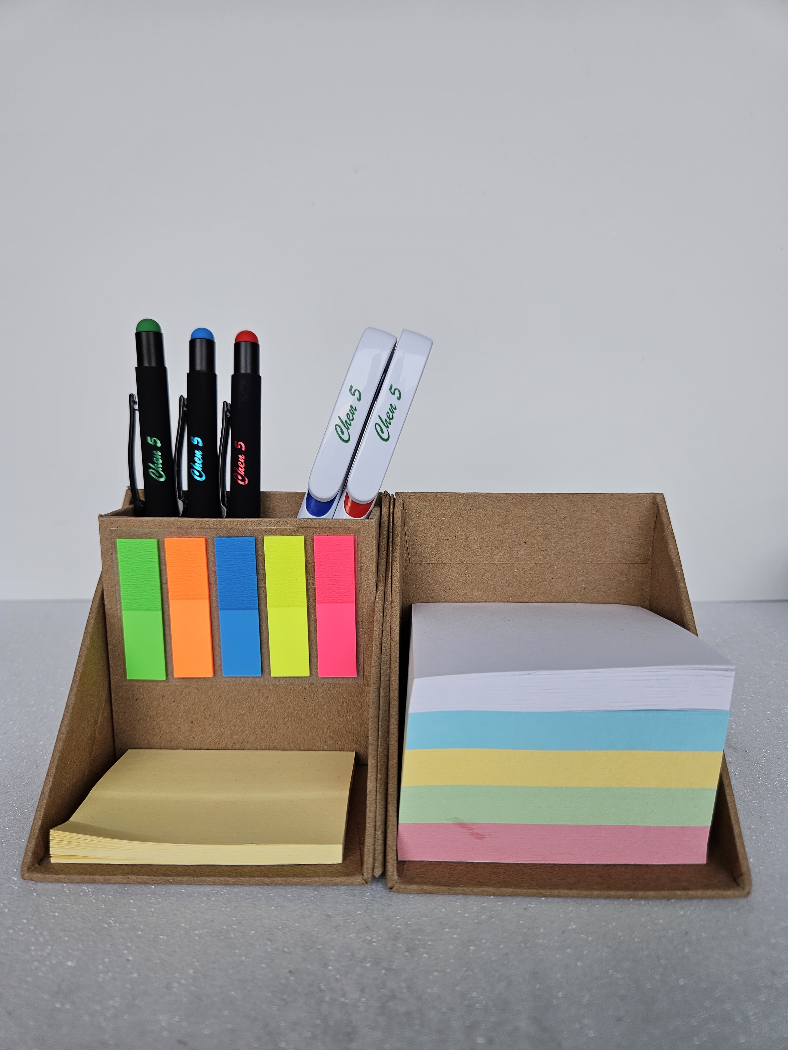 DALUCI Cube Style Foldable Sticky Memo Pads with Stationery Pen Holder, Sticky Note