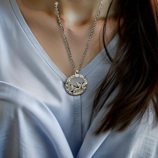 Butterfly Necklaces in 18K White Gold