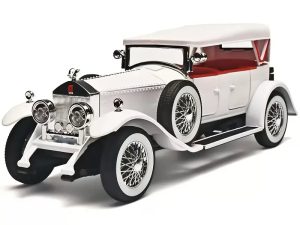 1:24 Scale Alloy Vintage White & Black Luxury Car Model with Chrome Accent - Open Hood Display, Spacious Trunk & Detailed Interior