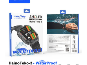 HainoTeko-3 AMOLED Display Waterproof Smart Watch With 3 Pair Straps and Charging Cable For Men's