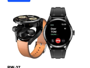 HainoTeko Germany RW-37 Watch Buds Large Screen Round Shape Smart Watch and Bluetooth Earbuds With 2 Pair Straps