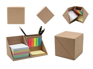 Cube Style Foldable Sticky Memo Pads with Stationery Pen Holder
