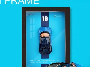 1:32 Alloy Racing Metal Car 3D Wall Frame Model