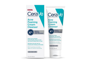 CeraVe Acne Foaming Cream Wash | Gentle Face and Body Acne Cleanser with Benzoyl Peroxide 4%, Hyaluronic Acid, and Niacinamide | Acne Treatment Clears Pimples, Blackheads, Chest and Back Acne | 5 Oz