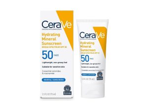 CeraVe 100% Mineral Sunscreen SPF 50 | Face Sunscreen with Zinc Oxide & Titanium Dioxide for Sensitive Skin | 2.5 oz, 1 Pack