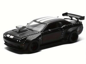 1:36 Black Dodge Challenger SRT Hellcat Alloy Modified Car