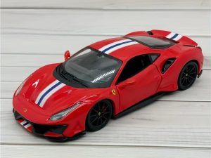 1:24 Scale for Ferrari 488 Diecast Car Model Alloy Luxury Sports Car with Black Wheels
